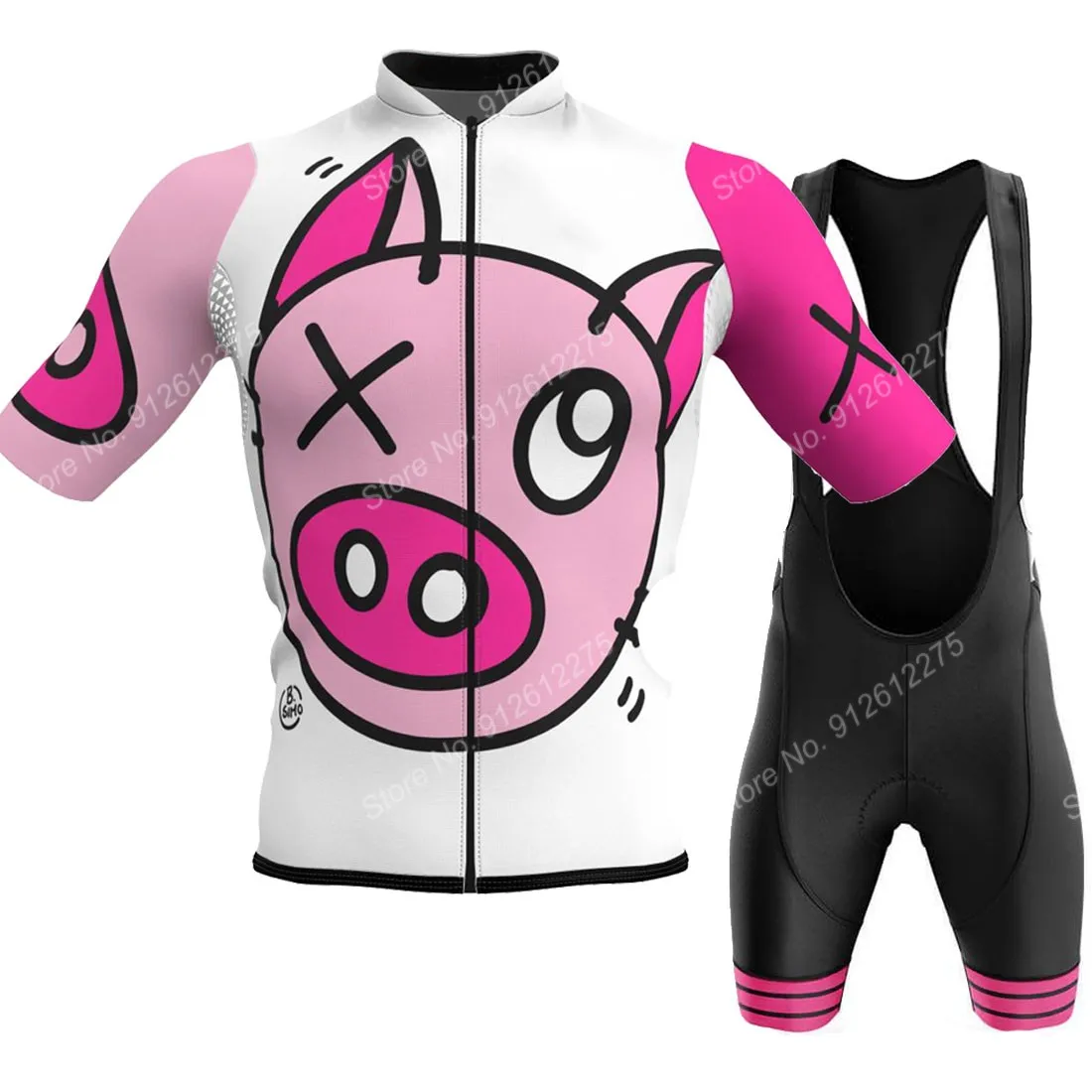 Cycling Gear Jersey - 세트 만화 만화 돼지 2023 사이클링